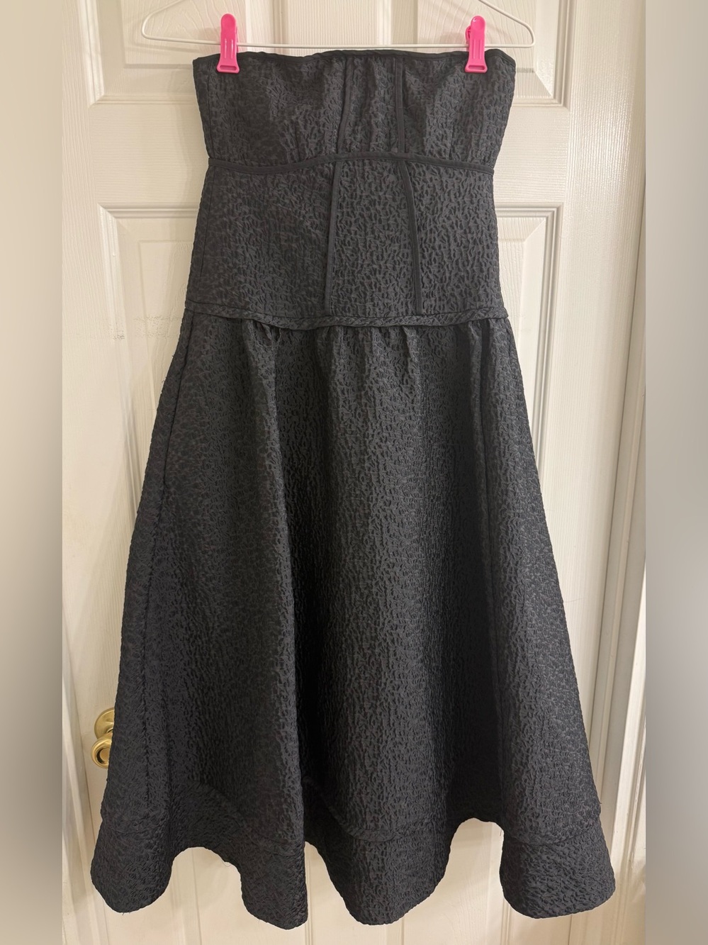 Jonathan Simkhai Black Strapless Textured Midi Dress-Sz 4 - Picture 6 of 10